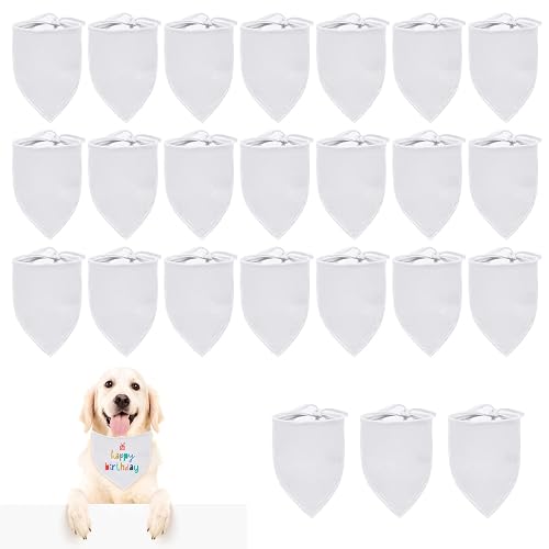 URROMA Baberos triangulares blancos para perro, 24 bandanas en blanco para perro
