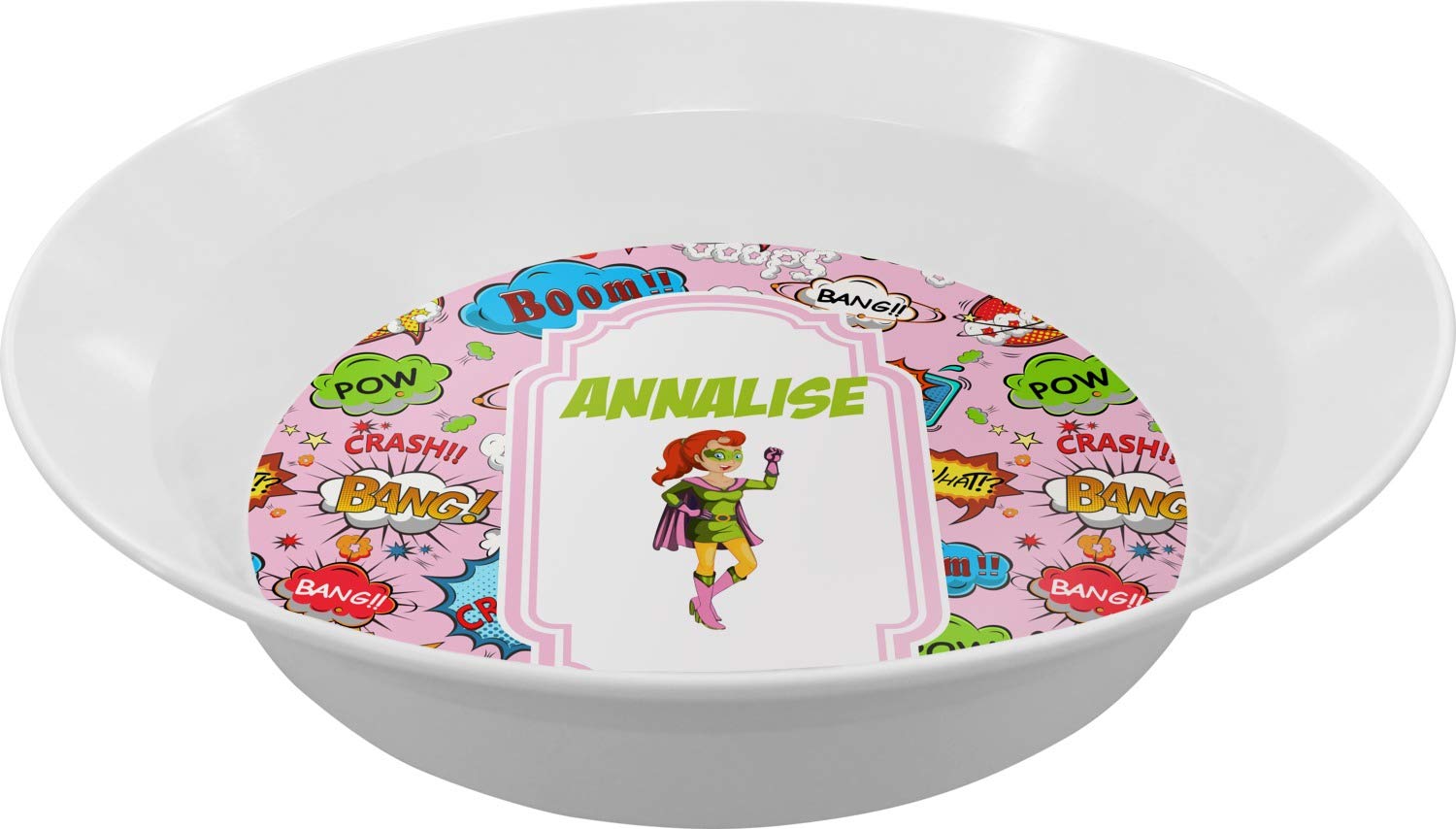 Personalized Woman Superhero Melamine Bowl - 12 oz