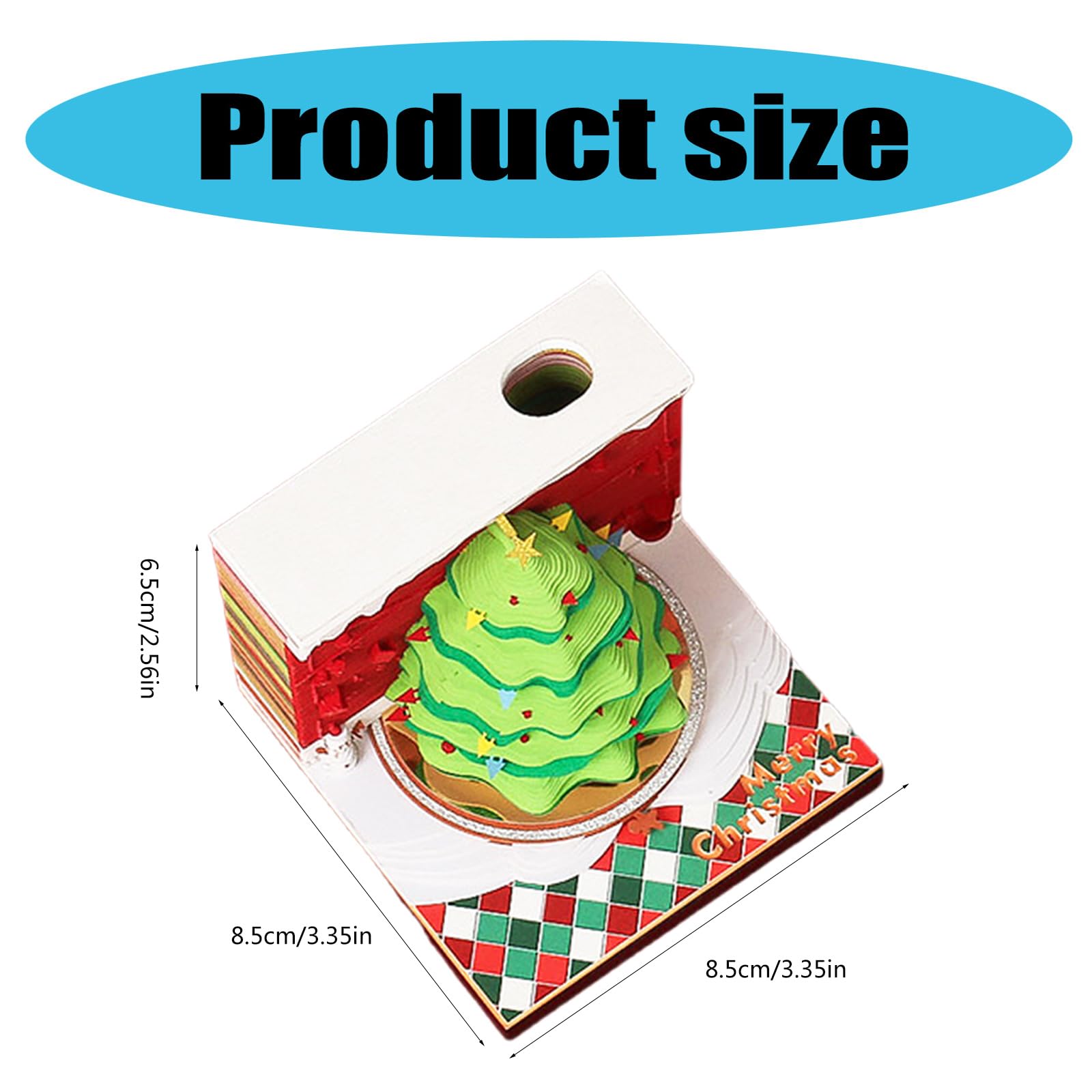 Weihnachtsthema Schnitzerei Kunst Notizblöcke Tisch Ornament 3D Papier Skulptur Notizblock mit Stifthalter für Weihnachtsdekoration Dekorativer Kalender