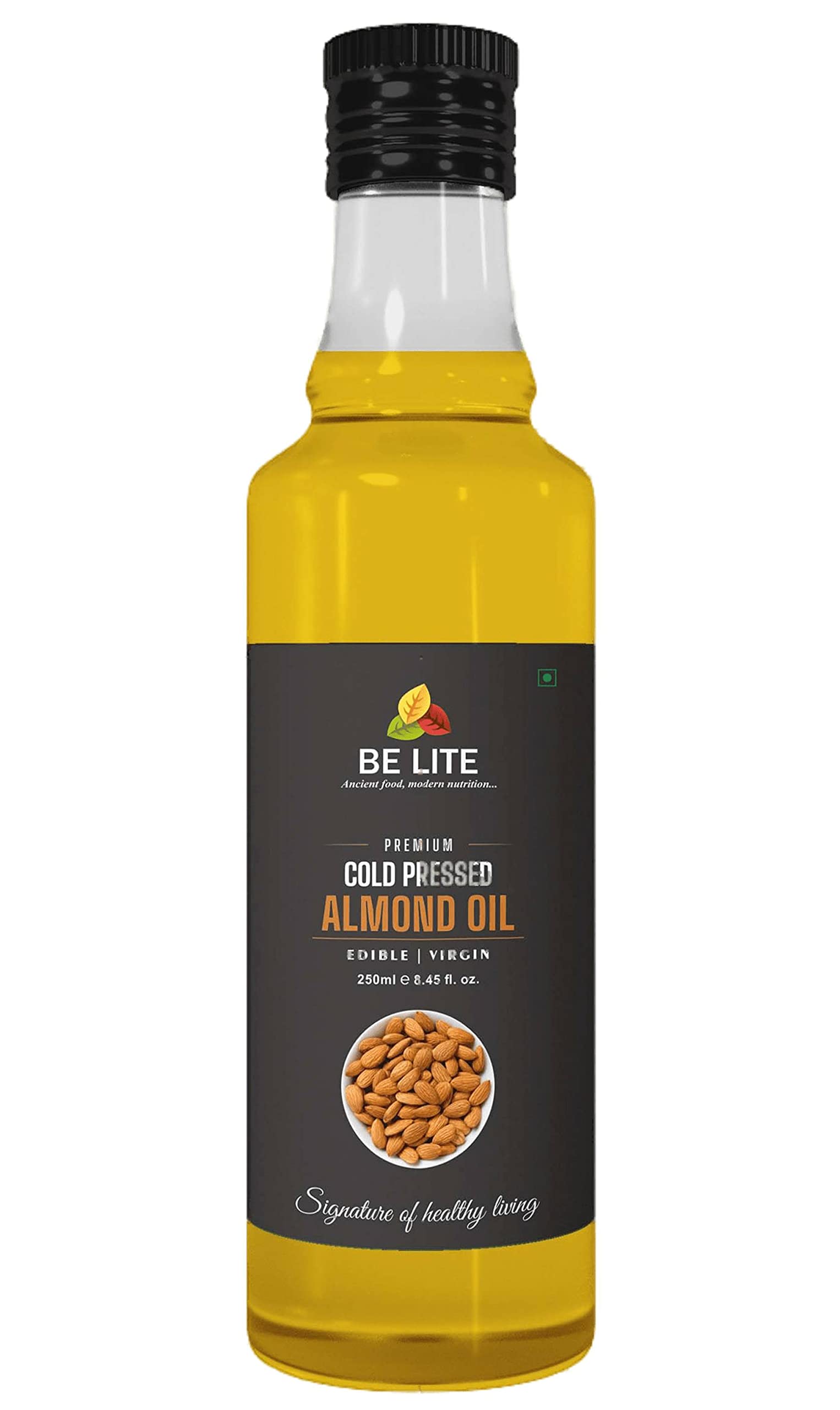 BELITE® Almond Oil (Edible Badam Rogan Oil), Extra Virgin Cold Pressed Hair Oil, 100% Pure & Natural Almond Oil for Hair Growth and Glowing Skin (250 ml)