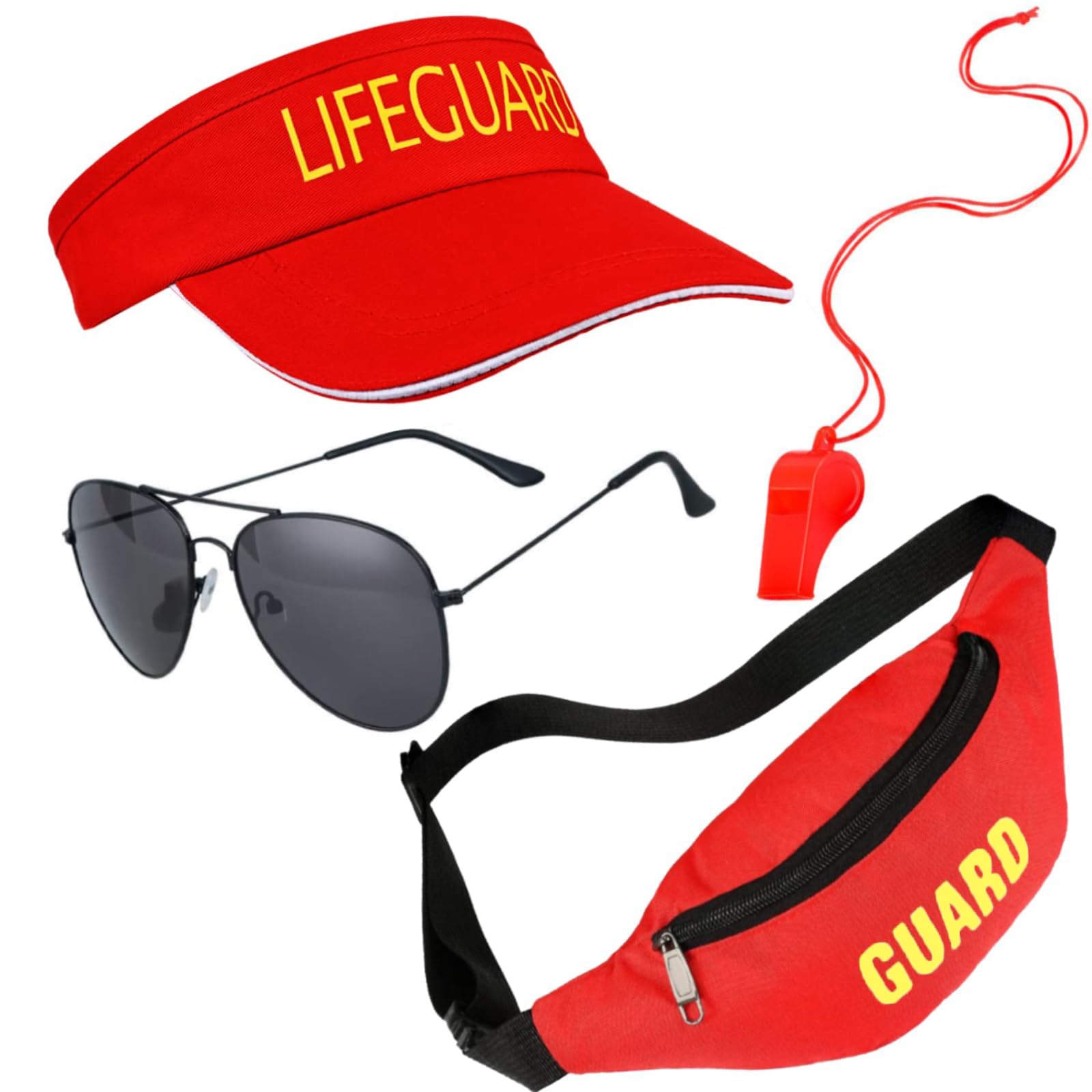 Kavoc 4 PCS Guard Costume Set Include Adjustable Hat Sunglasses Fanny Pack and Whistle with Lanyard for Adults Kids Dress Up