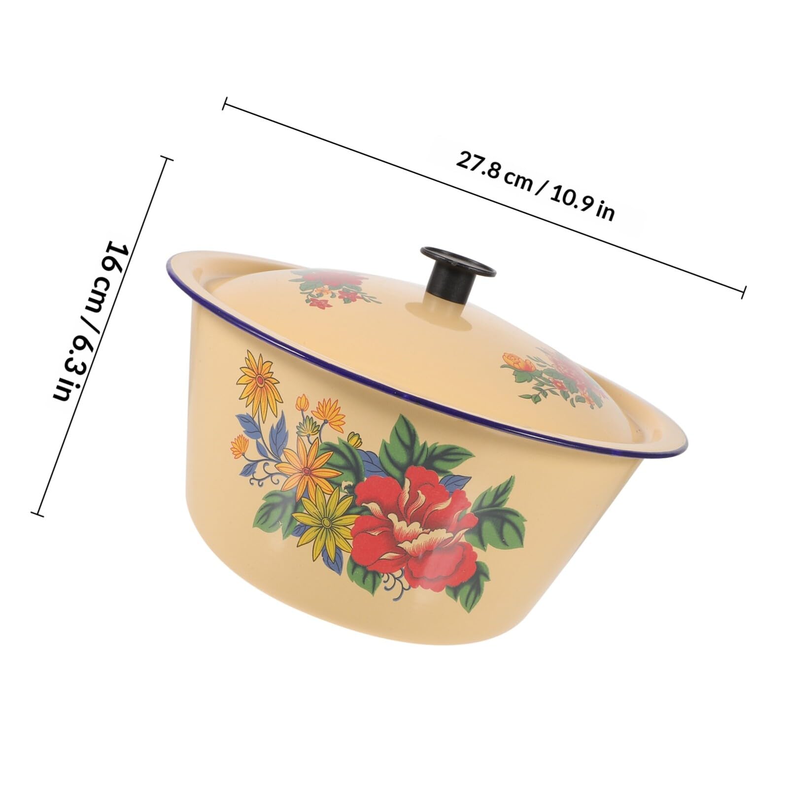 Abaodam Pentola per Stufati Smaltata Coperchio 26 Cm, Casseruola la Cottura di Alimenti e Brodo Domestico, Pentola Fondo Piatto per Riscaldamento Uniforme, Uso Cucina Stile Stili Multipli