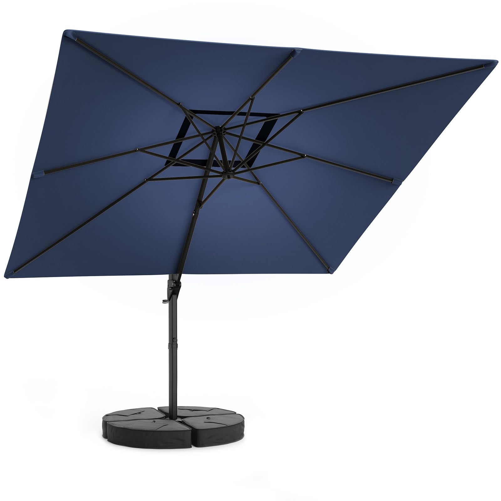 HOMRELEXA Sonnenschirm 300 x 300 cm Rechteckig mit Ständer und Kurbel, Gartenschirm mit Kreuzsockel, 360°Drehbar Parasol Windfest Gartenschirm Wasserdicht Marktschirm für Garten Deck Outdoor
