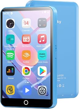MP3 Player with Bluetooth and WiFi Oilsky 80 GB 4 Inch 1080P Touchscreen MP4 Player Android 9.0 Portable MP3 Music Player with Spotify Audible Deezer (Blue)