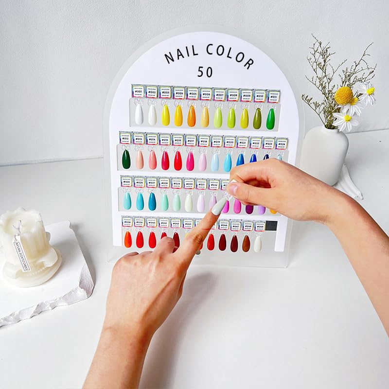 Acycoin2A 50 Colors Magnetic Detachable Nail Color Testing Plate Stand Visible Acrylic Nail Polish Dip Powder Color Display Board Nail Art UV Oil Glue Showing Tools
