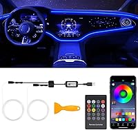 QVEVDACAR RGB Interior Car LED Strip Lights, 158" 2-in-1 Fiber Optic Ambient Kit with APP, Remote & Music Sync