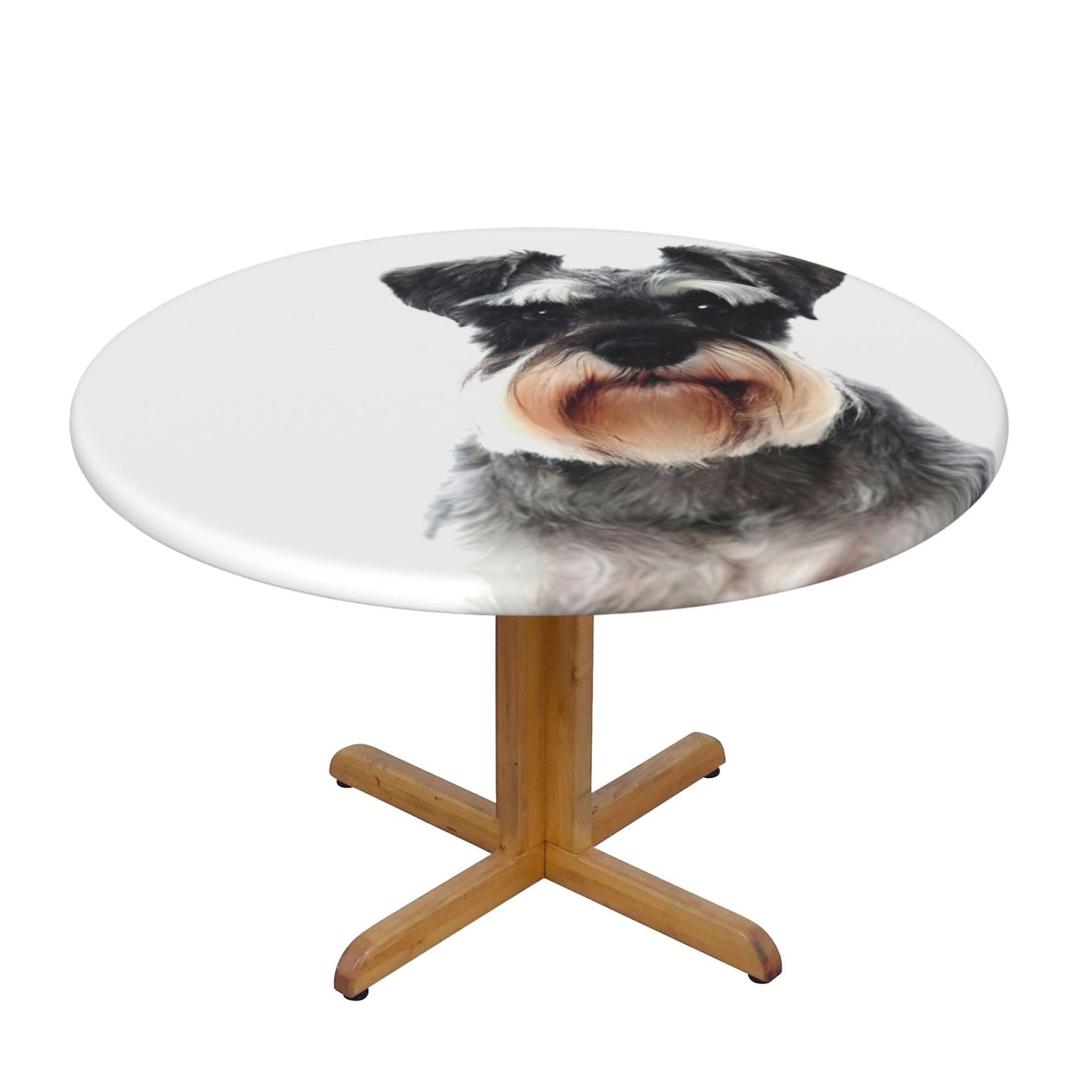 Well-Behaved Schnauzer Print Round Tablecloth Waterproof Table Cover Wipe Clean Washable Table Protector For Dining Room