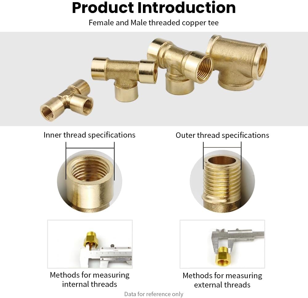 Brass Pipe Fittings, Full Male Thread Cross 4 Tee Universal Garden Connector Repair Connector, Brass 1/2" Rough-Grooved Adapter Kit for Faucet Water Pipes