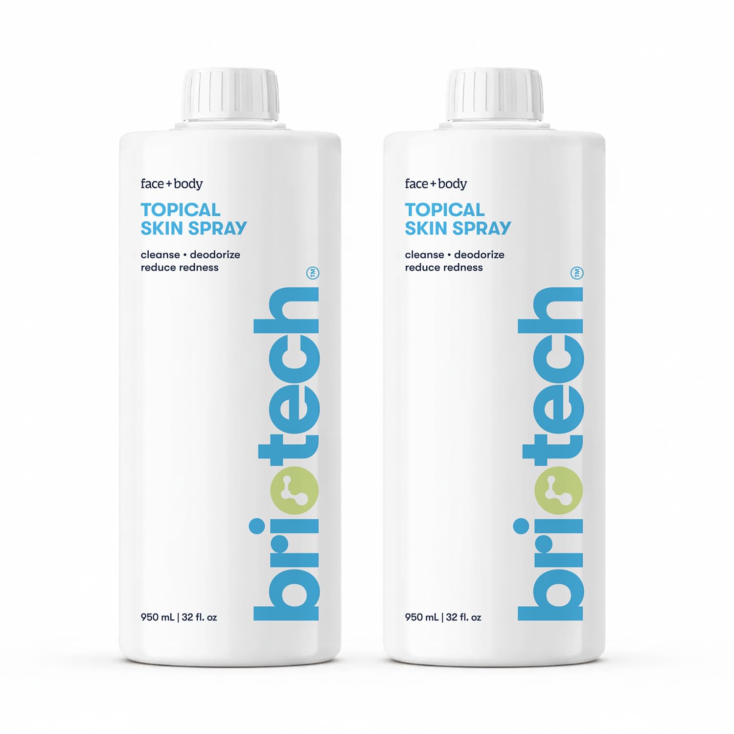 Topical Skin Spray, Hypochlorous Acid for Sensitive Skin, HOCl Facial Mist, Full Body Support Against Irritation, Calm Redness, Soothe Foot & Scalp, 32 fl oz Refill (2 Pack)