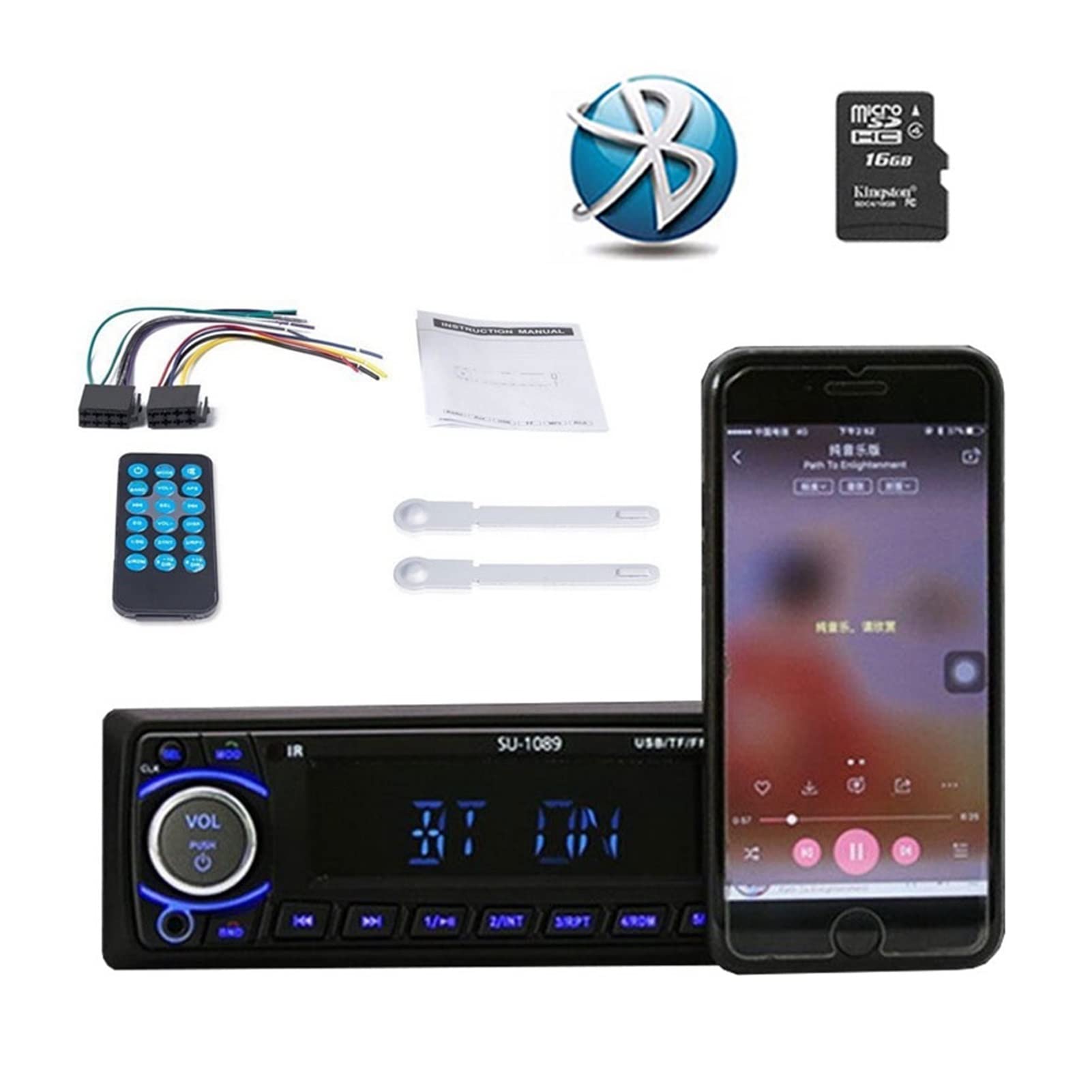 Bluetooth Mp3 In-dash 1Din Car Radio BT/FM/USB/SD Player 4" 12V Support remote control Stereo Przenośny