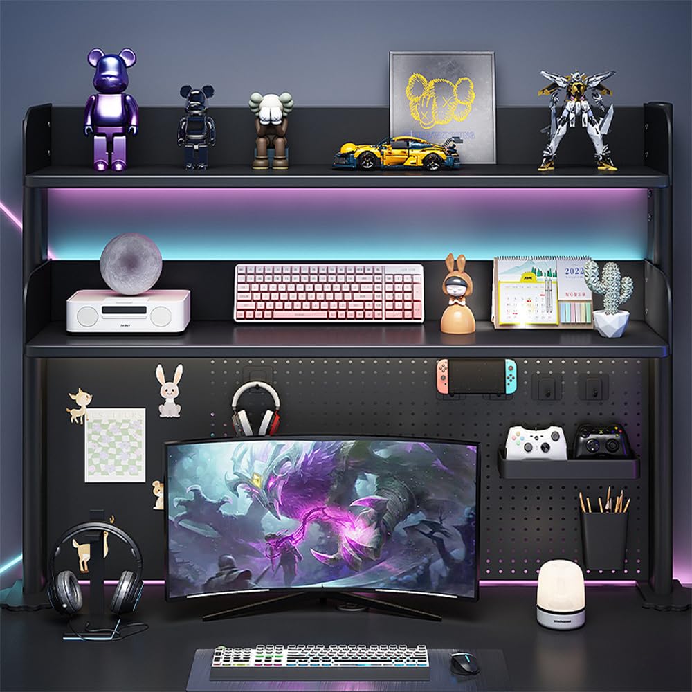 NUODWELL Schreibtisch-Organizer zum Anklemmen, verstellbares Bücherregal für die Arbeitsplatte, Computer-Desktop-Bücherregal mit Aufbewahrungsregalen und Stecktafel für Büro-Sichtschutz und