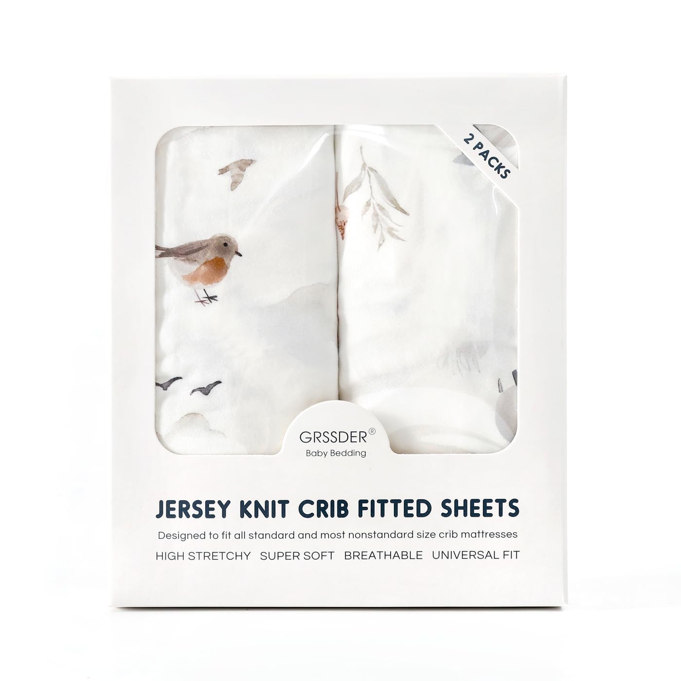 Stretch-Spannbettlaken-Set, besonders weich, Jersey, 2er-Pack, passend für alle Standard-Matratzenauflagen, sicher und anschmiegsam, Kinderbett-Spannbetttuch für Babys, niedliches Aquarell-Kühe und