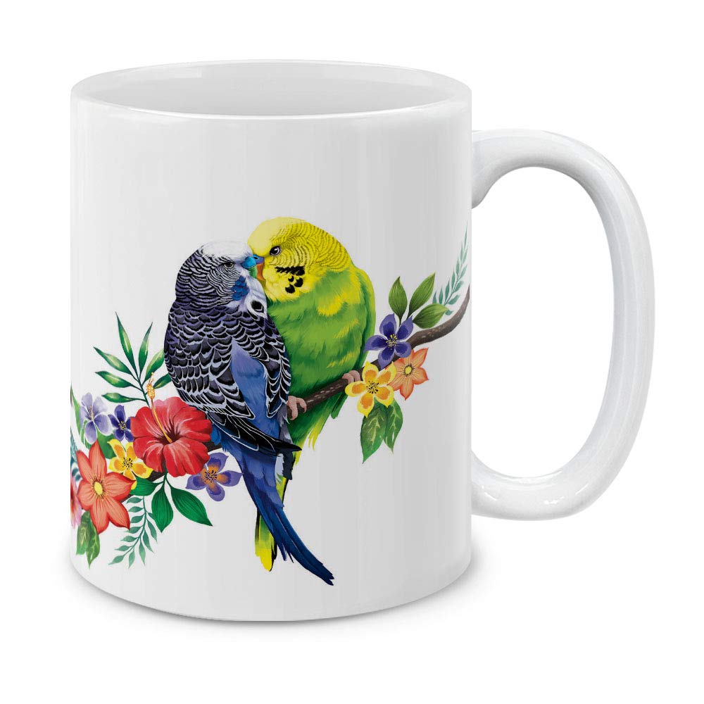 Budgie Parakeet Birds Ceramic Coffee Mug Tea Cup, 11 OZ