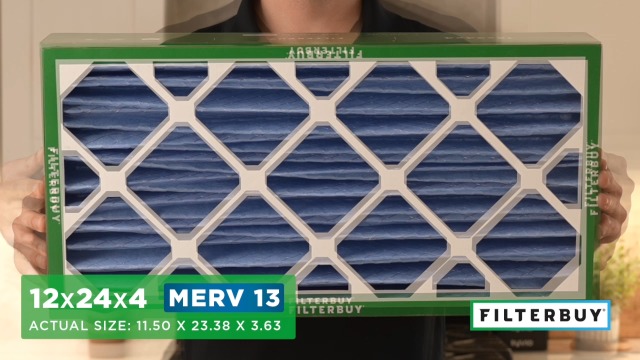 Image of Filterbuy 12x24x4 Air Filter MERV 13 Smoke & Allergy Defense (4-Pack) | Electrostatic Pleated HVAC AC Furnace Filters Replacement, Made in USA (Actual Size: 11.50 x 23.38 x 3.63)