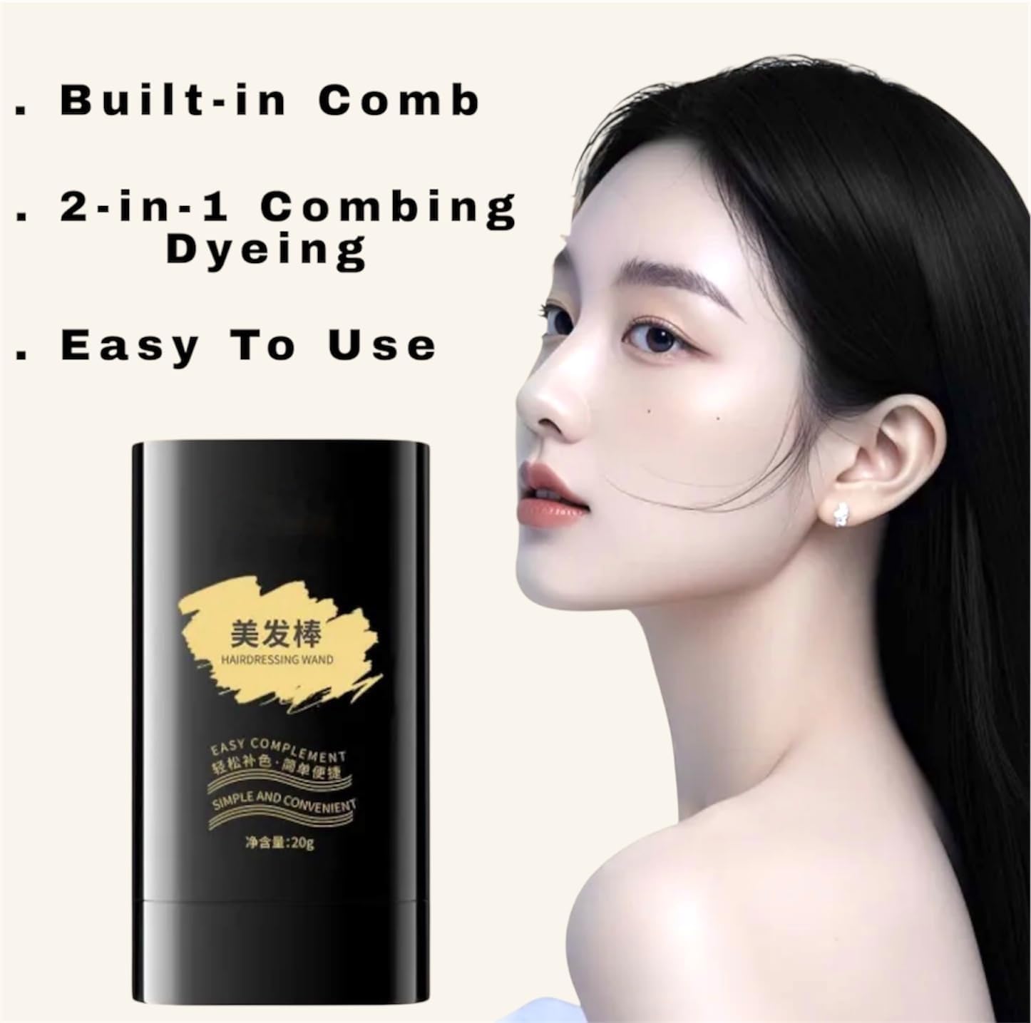 Keli Hair Color Stick, Quick Root Touch Up Comb for Gray Hair Coverage, Instant 2 in 1 Dye Comb, Portable Travel Friendly, Waterproof and Sweatproof concealer for Men & Women (Natural Black, 20gm) 4