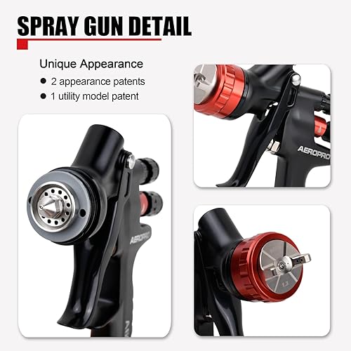 Miniatura 3 de AEROPRO Tools A608 HVLP Pistola de rociado de aire, boquilla de 1.3mm, taza de plástico de 600cc, pistola de pintura para autos, pistola de pintura