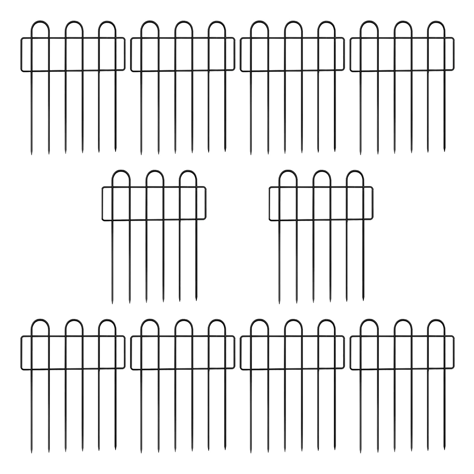 Ekoama 10Pcs Metal Garden Fences 13x24Inch Square Flower Edging Wire Border Panel Fencing Animal Barrier Fence for Patio Yard