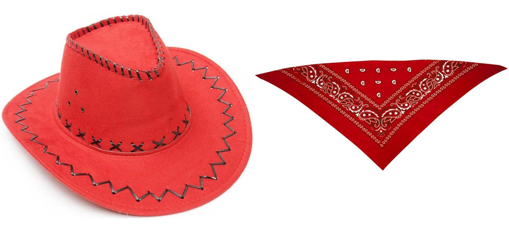 ZZ DISFRAZZES Kit Sombrero y pañuelo vaquero Gorros para carnaval, carnaval, Halloween, fiestas temáticas y más