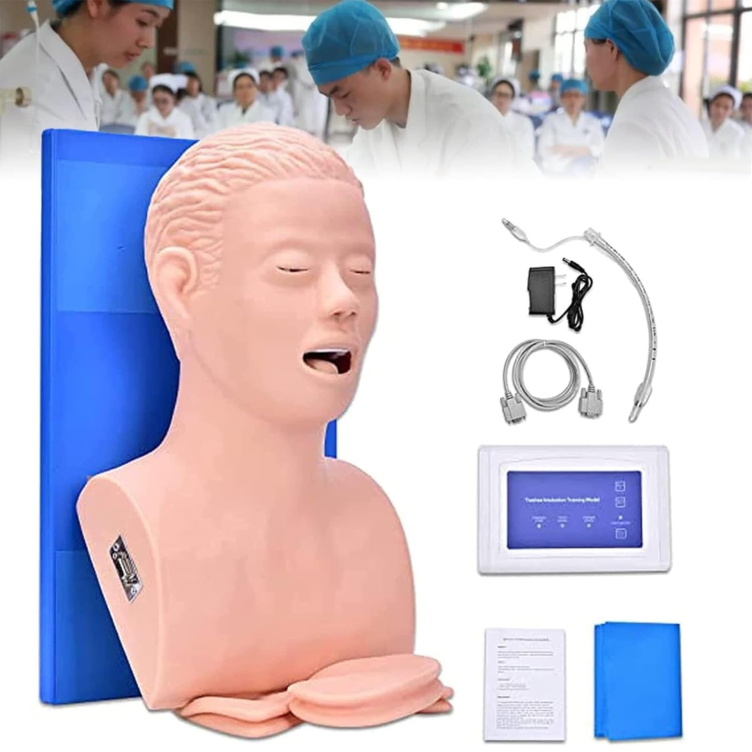 Manikin Teaching Model,Human Body Adult Intubation,Electronic Airway Management Trainer Tracheal Intubation Training Simulator Model for Science Lab Education