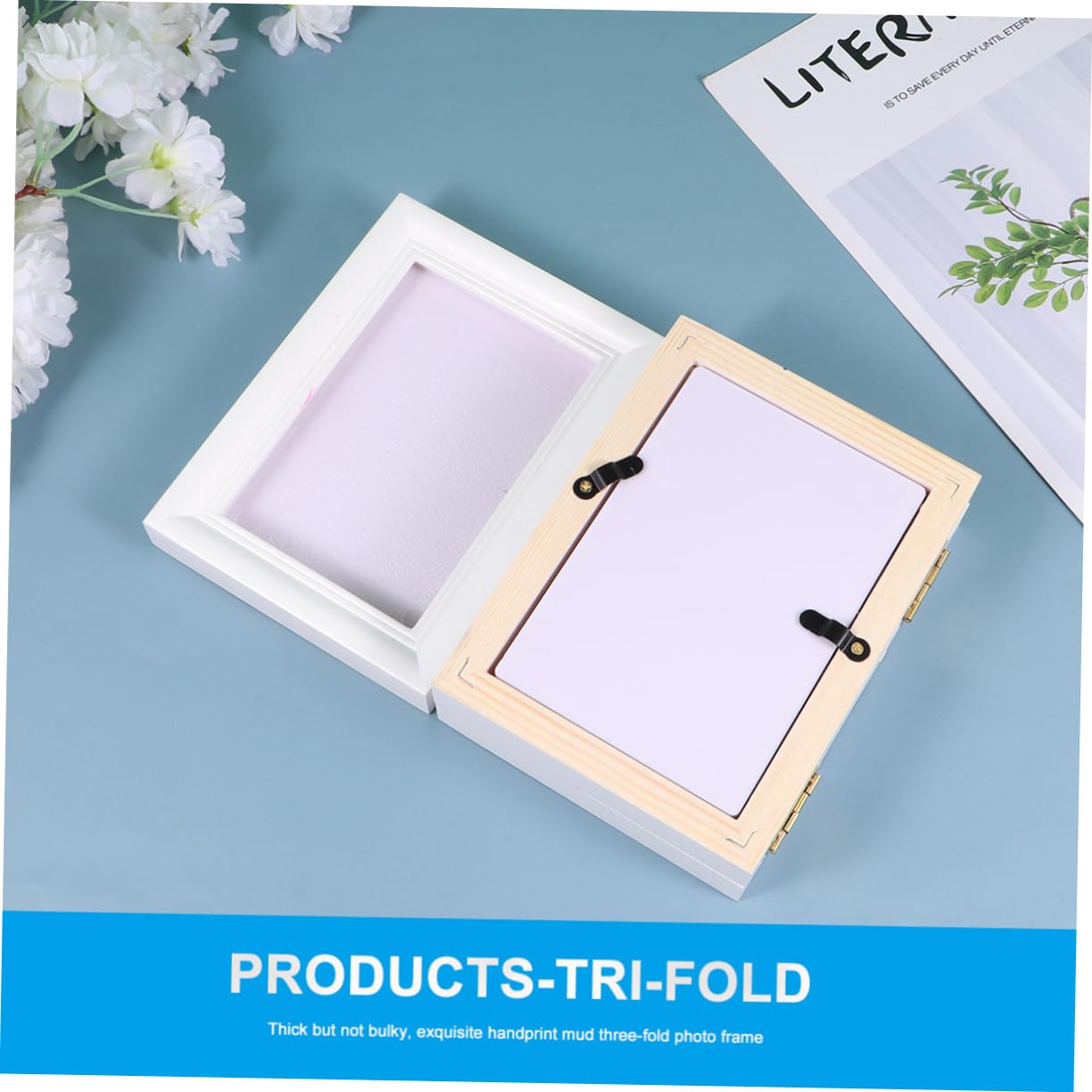 Angoily 1pc Creative Pet Footprint Photo Frame Fold Keepsake for Dog and Cat Display White and Design for and Memorials