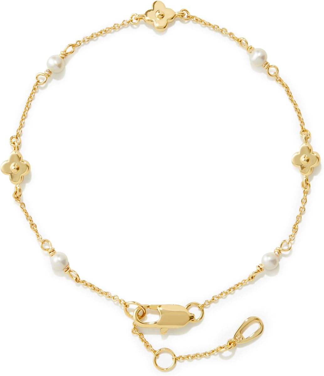 Charm Bracelets for Women - 14K Gold Plated & Silver Plated | Dainty gold chain with heart and flower designs, lightweight, versatile, hypoallergenic, water-resistant, adjustable length