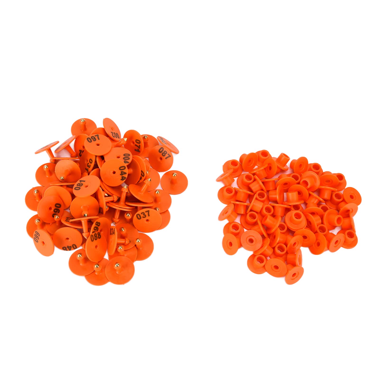 Qcwwy 100 Targhette Auricolari per Bestiame con Numeri, Targhette Auricolari Rotonde per Identificazione Conveniente per Volpi, Maiali e Pecore, Testina per Chiodi in Rame a Lunga