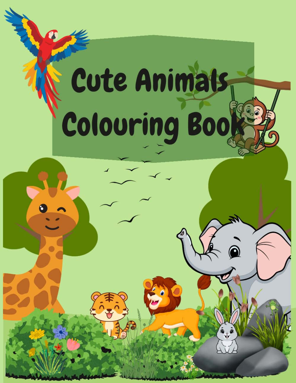 Cute animals colouring book: Fun and Easy Coloring Pages for Ages 3–8