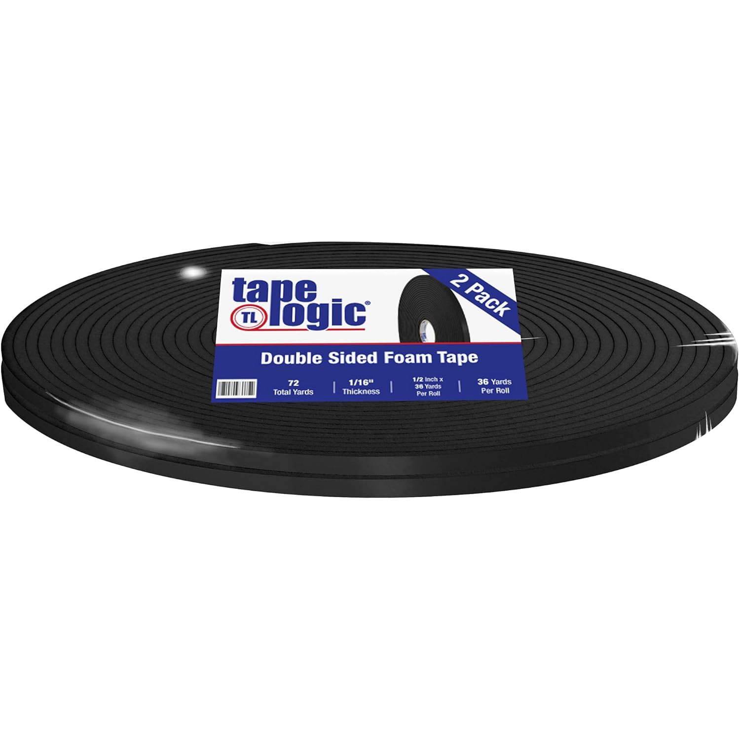 Tape Logic Aviditi Tape Logic Double Sided Foam Mounting Tape, 1/2 Inch x 36 Yards, 1/16 Inch Thick, Black - for Joining, Crafts, Home and Office Use (2 Rolls)
