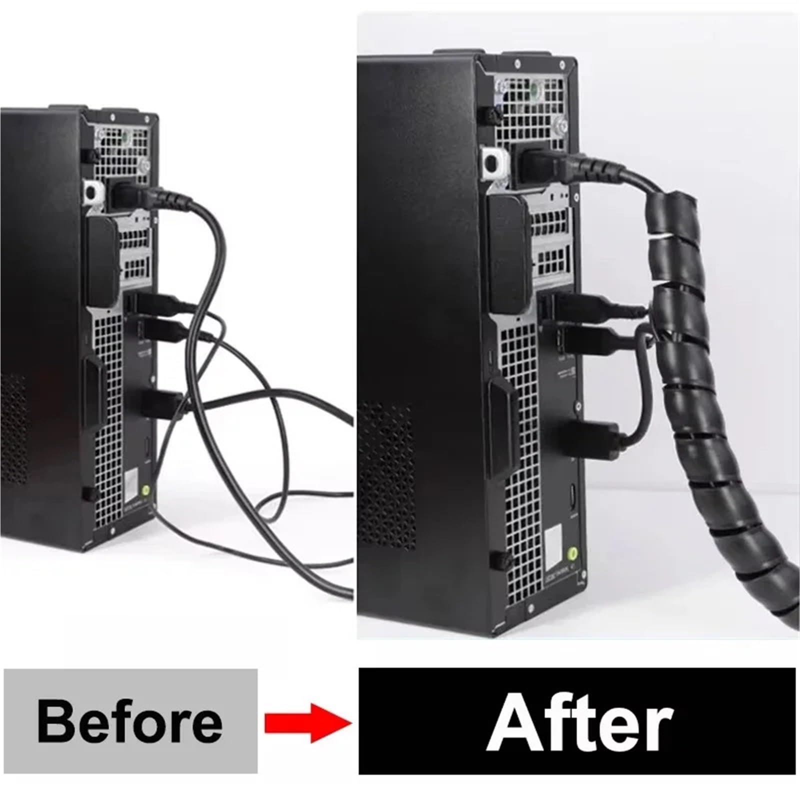 Enrollador de Cable Espiral Flexible Tubo de bobinado en Espiral Negro, Cable dureza cableado 8/10/12/14/16/18/20/25/28/35mm, Funda protección(18mm,3 Meters)