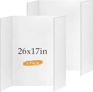 Small Trifold Poster Board 26" x 17", White Science Fair Display Boards