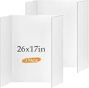 2 Pack Small Trifold Poster Board 26" x 17", White Corrugated Project Boards for Science Fairs, School Projects and Event Displays