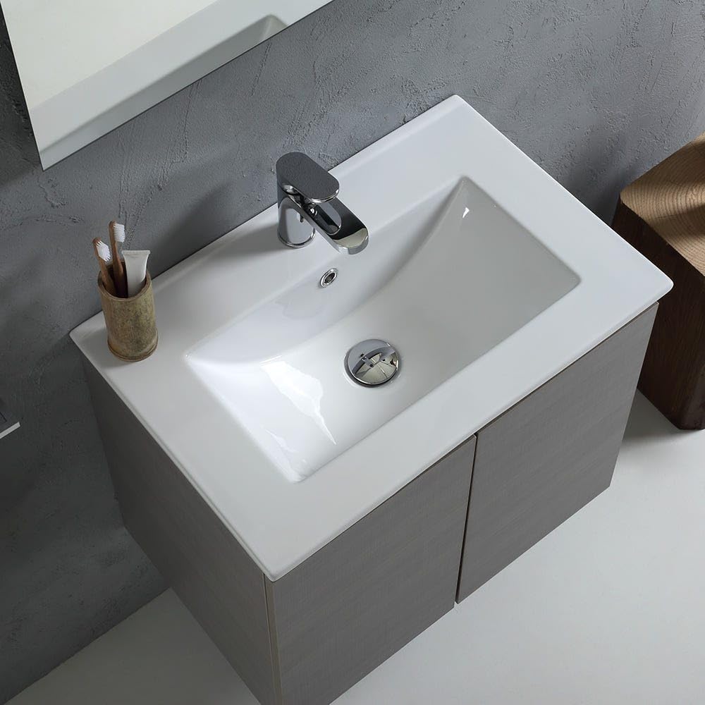 Kiamami Valentina - Mobile Bagno Con Lavabo Da 60 Cm Con Ante In Grigio | Vinci