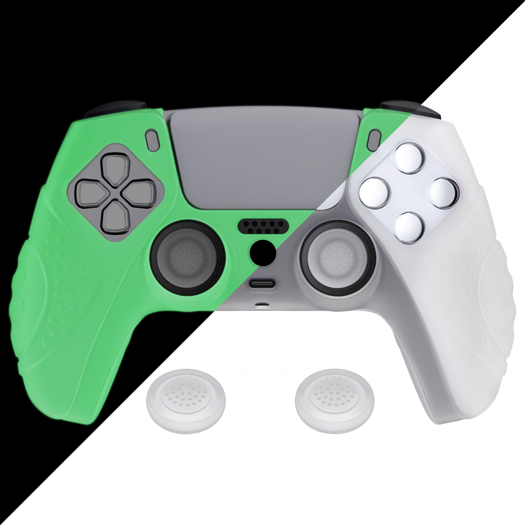 eXtremeRatePlayVital Guardian Edition Racing Green Ergonomic Soft Anti-slip Controller Silicone Case Cover for ps5, Rubber Protector Skins with Black Joystick Caps for ps5 Controller — view 17