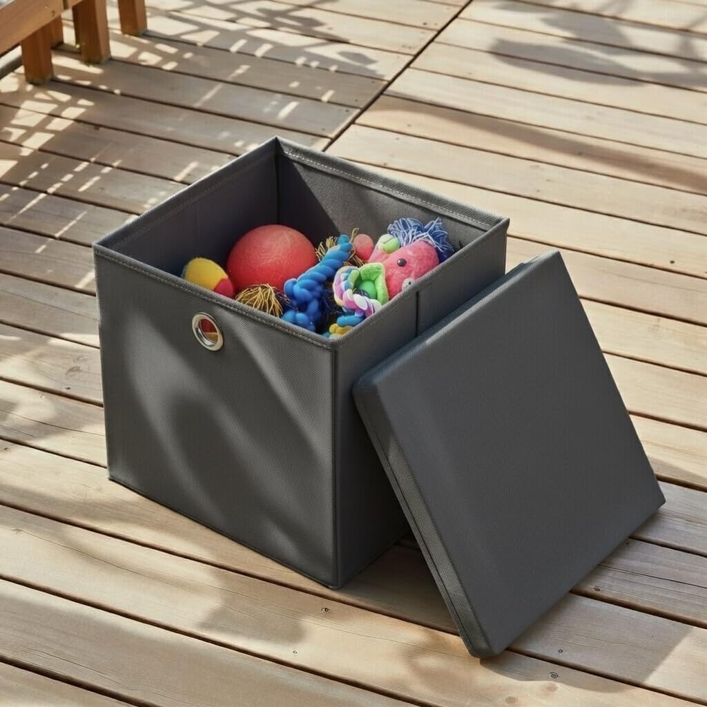 Stick&Shine 4x Aufbewahrungs Korb Dunkelgrau Faltbox 33 x 33 x 33 cm Regalkorb faltbar mit Deckel