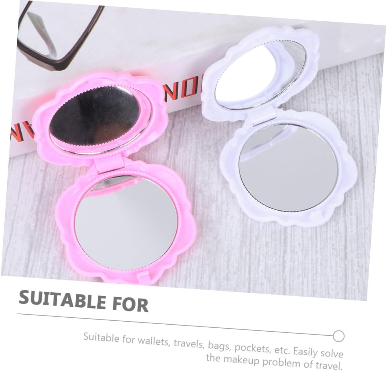12pcs Compact Mirrors for Women Portable Double Sided Makeup Mirrors Rose Design for Travel Purse Use