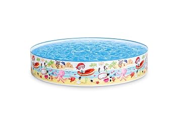 Fun at The Beach Snapset Pool – Inflatable Backyard Swimming Pool with Colorful Beach Graphics, Durable Plastic Construction, 117 Gallons Capacity, Ages 3+
