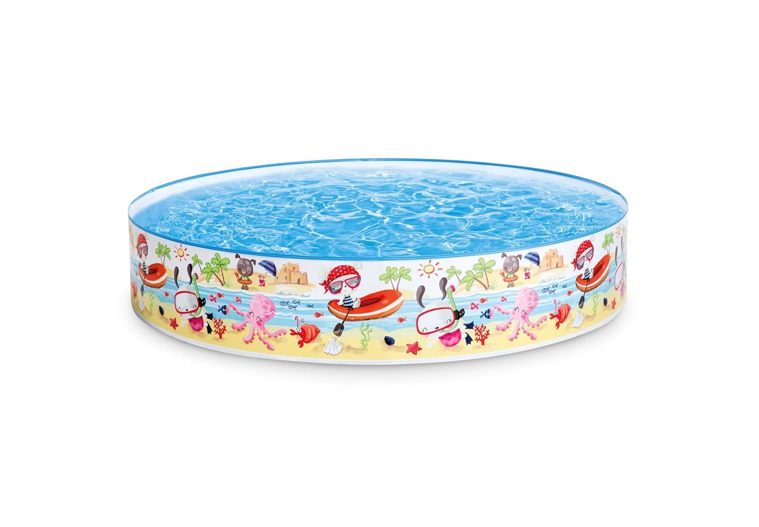 KinderTales® Fun at The Beach Snapset Pool – Inflatable Backyard Swimming Pool with Colorful Beach Graphics, Durable Plastic Construction, 117 Gallons Capacity, Ages 3+-image-36