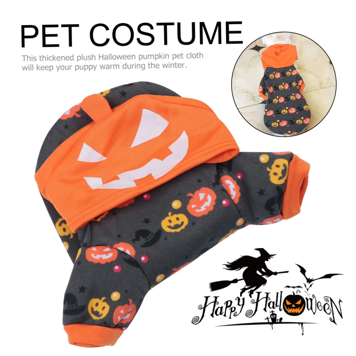 HMJGDHX 2 Pezzi Cappotto per Abbigliamento per Costumi per Animali Domestici per Halloween Cosplay Vestiti di Zucca per Cani Orecchie per Cani per Giacca per Cuccioli