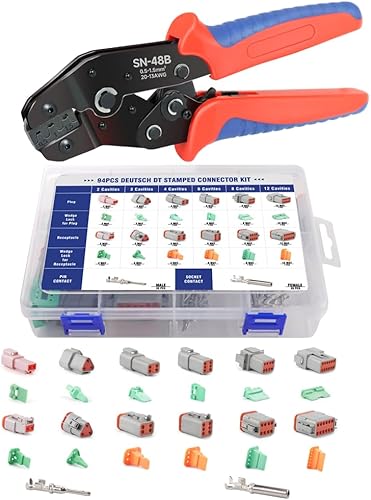 Miniatura 9 de 188 piezas 12 juegos Kit de conectores Deutsch DT - Conectores DT de 2/3/4/6/8/12 pines con contactos estampados de tamaño 16, IP68 impermeable para