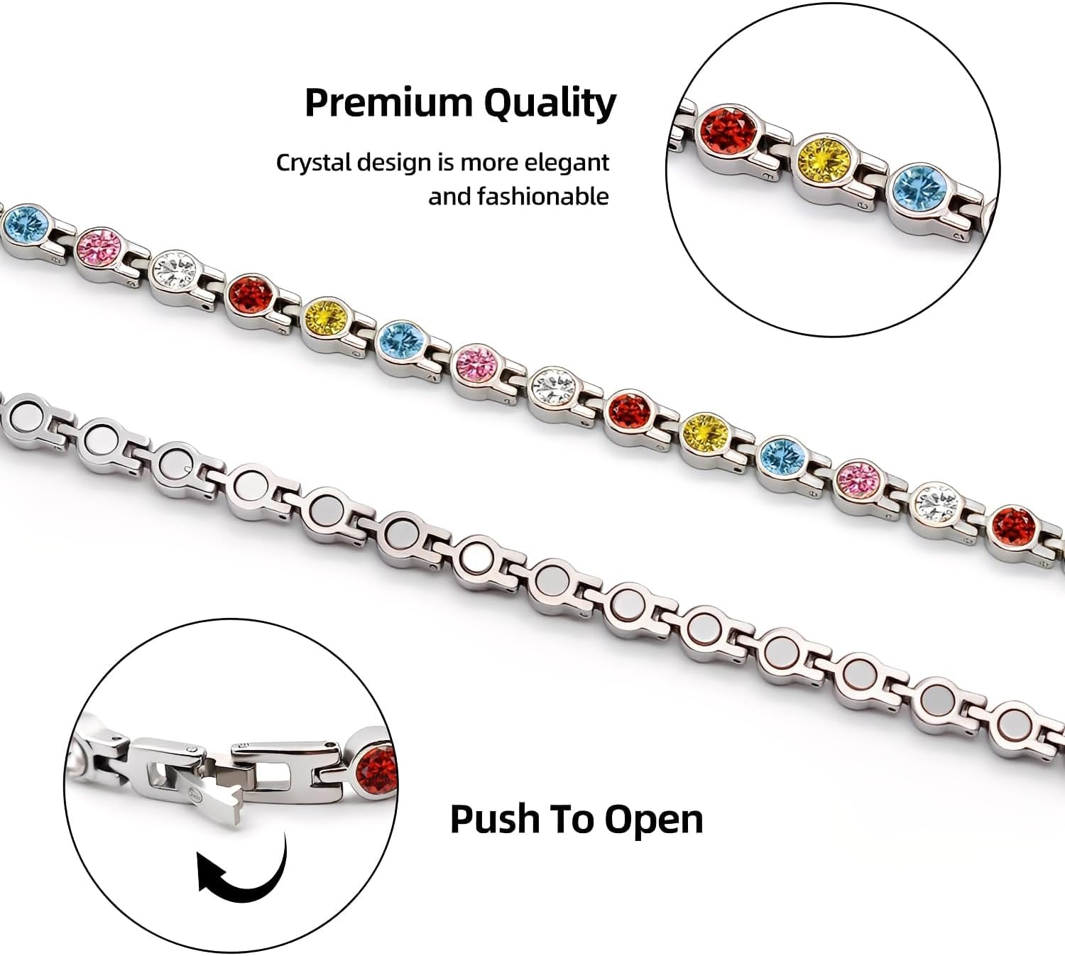 Magnet Fusskette für Damen, Magnetische AAA-Zirkonia-Diamant Fußkette mit Einstellwerkzeug Magnetfeldtherapie für Fußgelenke (3500 Gauss)