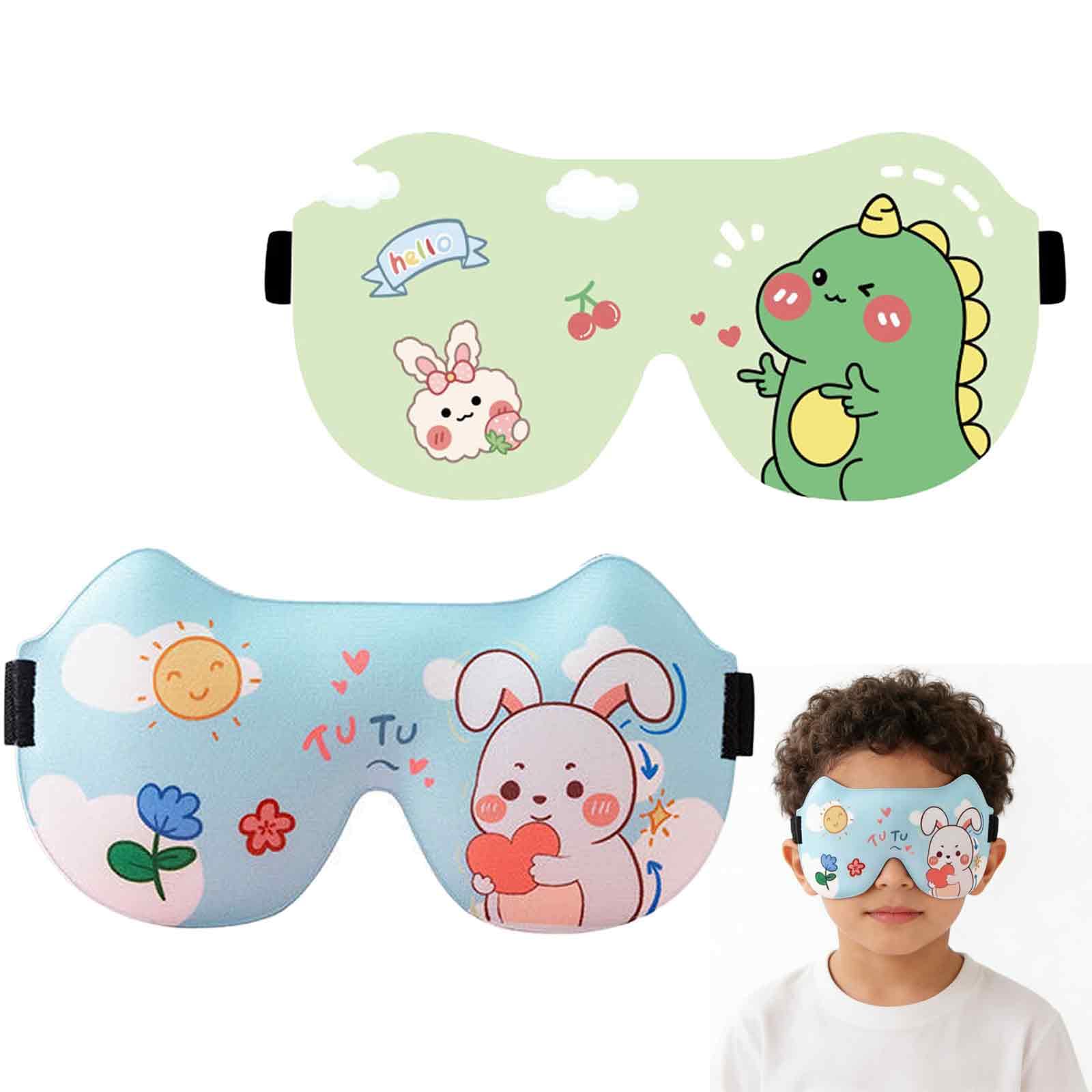 2 Pcs Eye Patch for Kids, Reusable Eye Patch, Light Blocking Eye Mask for Sleeping, Cute Theme 3D Eye Cover with Rabbit and Dinosaur Design (Blue+Green)-image-39