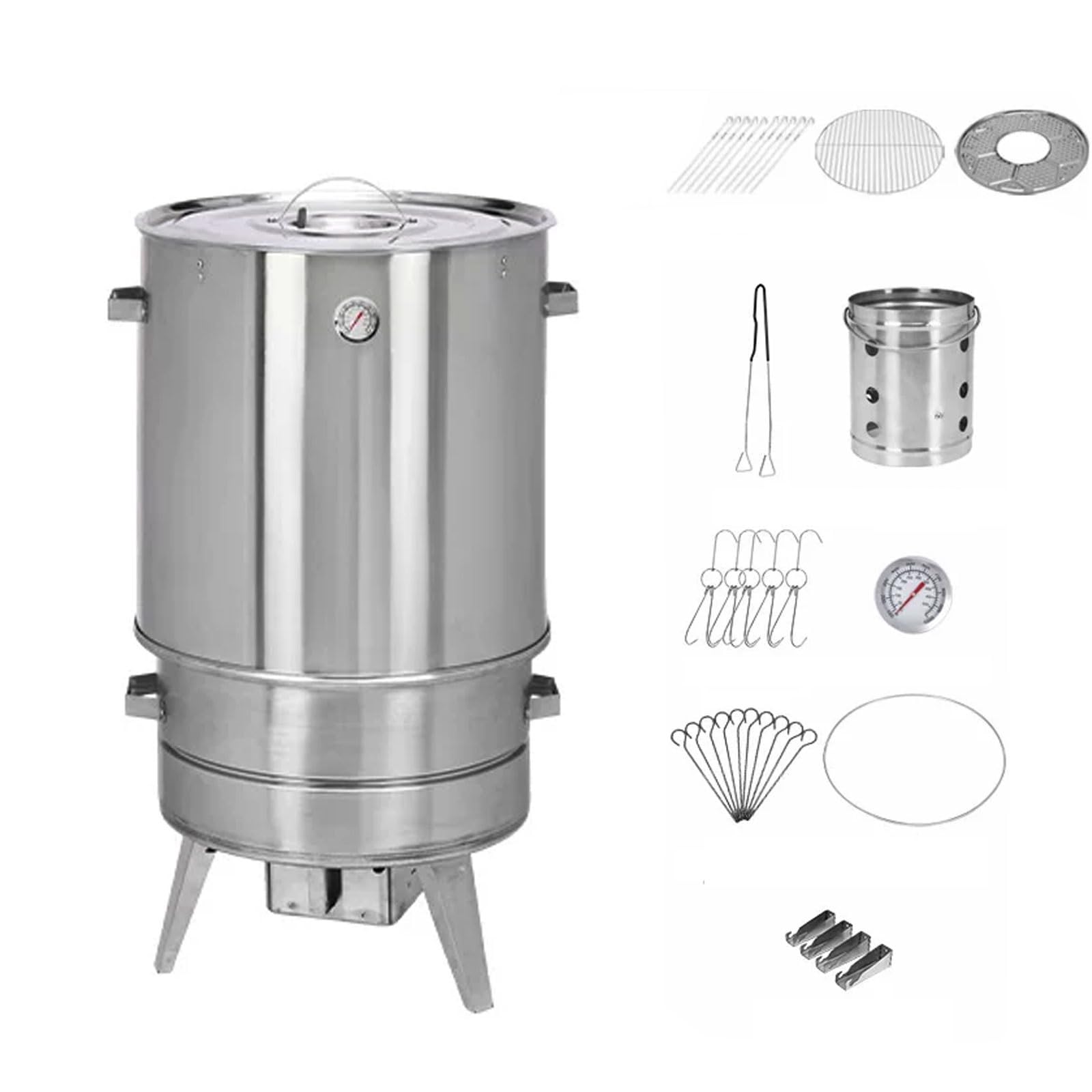 Griglia affumicatrice portatile a 360° e arrosto per anatre, in acciaio inox di alta qualità, per cucinare all'aperto, cortile e patio, ideale per gli amanti della griglia e del fumo