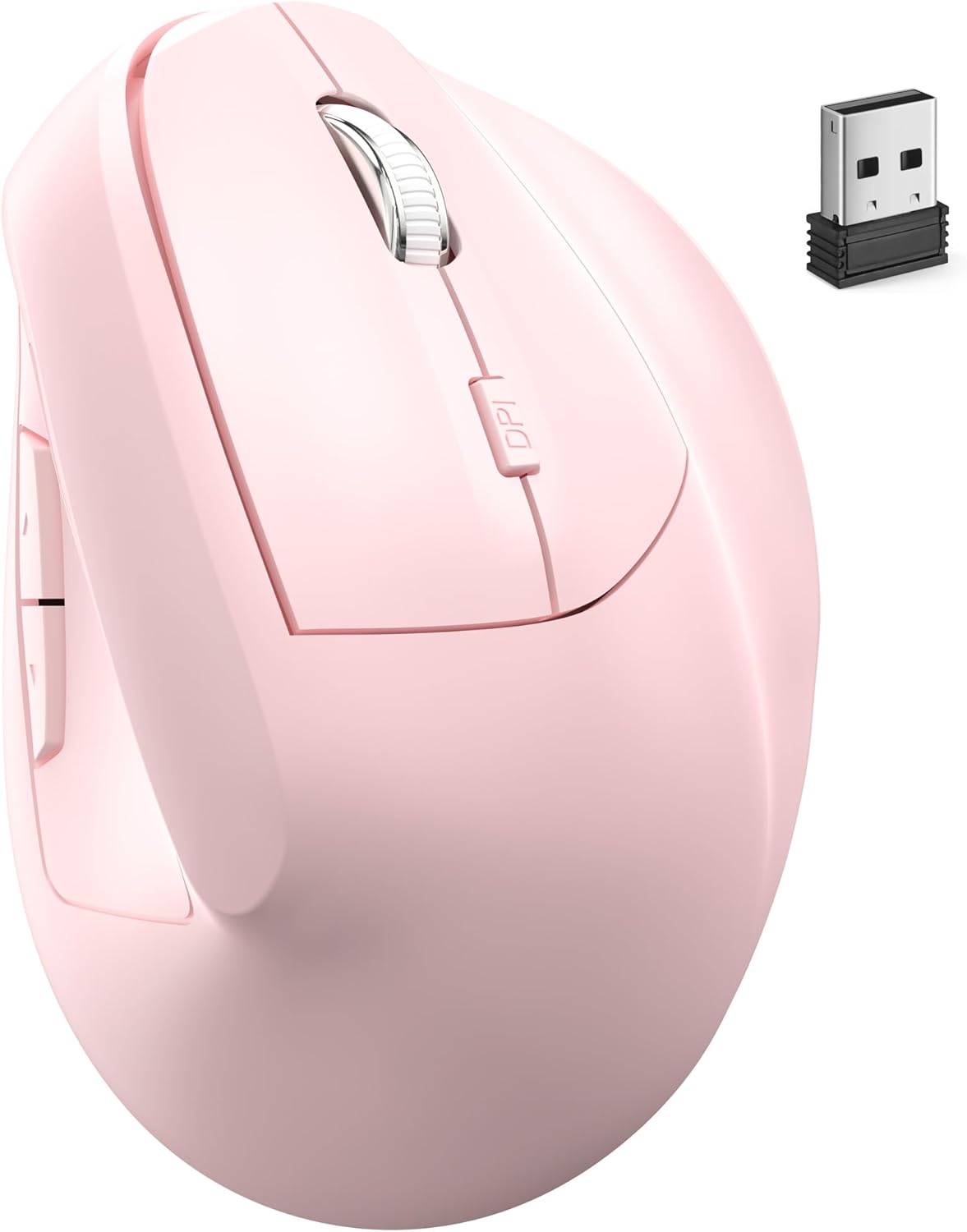 无线鼠标人体工程学（蓝牙+USB）双模式立式静音便携式多设备人体腕管MAC/PC/笔记本电脑/平板/iPad/MacBook Air/Pro Office Works 女士礼物