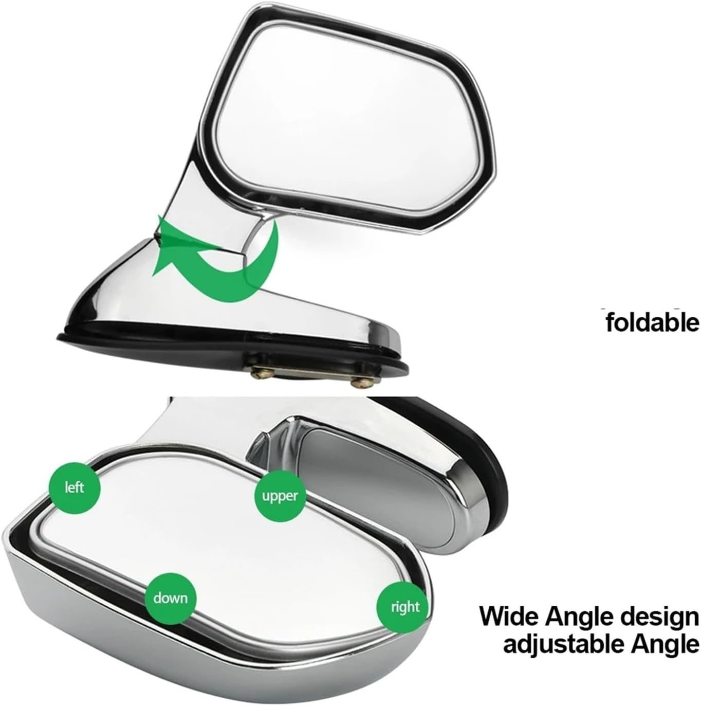 Universal Adjustable Wide Angle Blind Spot Auxiliary Mirrors for SUV/Truck – Left & Right – Black or Silver(Silver Right)