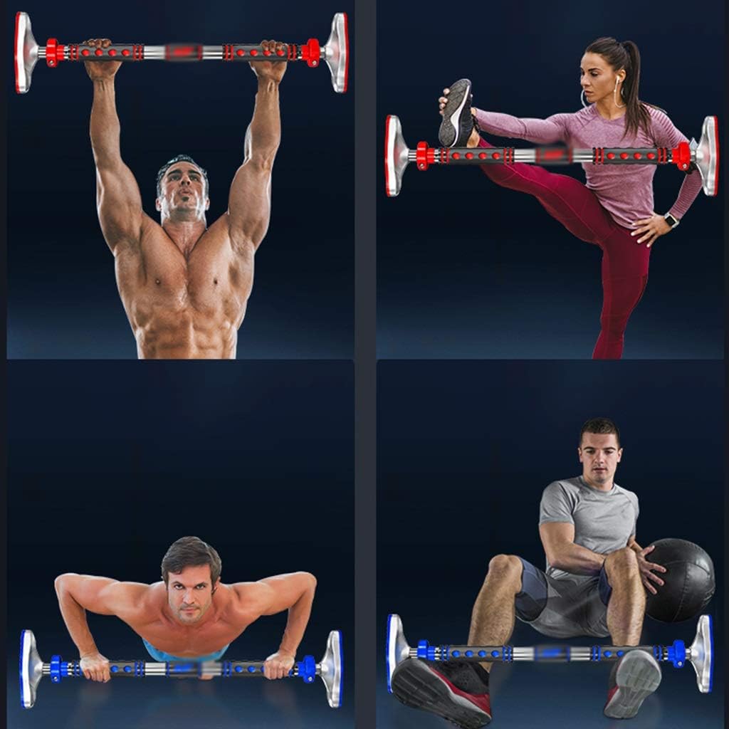 Pull-Up Bars Horizontal Bar Door Horizontal Bar Indoor Adult Kid Pull-up Device Home Exercise Equipment Training Horizontal Bar Strength Training Equipment (Color : Red, Size : 115-145cm)