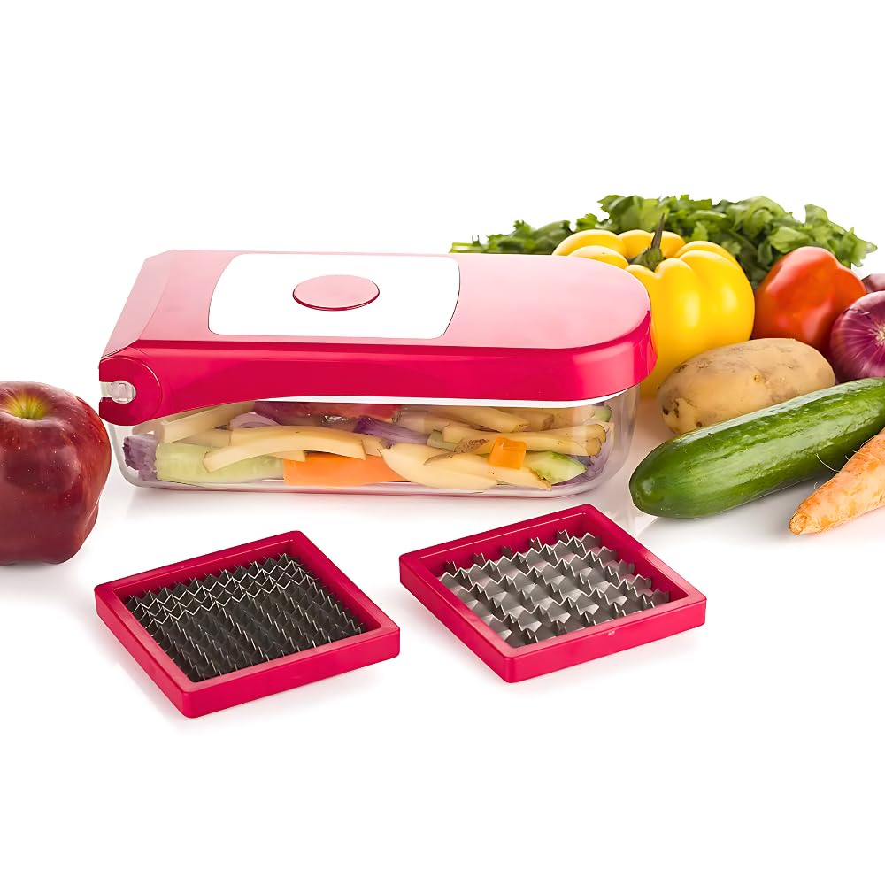 Drumstone ( 15 Years Warranty ) Chopper Stainless Steel and Plastic Vegetable Chopper 2 in-1 Food Chopper Cutter Slicer Dicer, Manual Spiralizer-image-2