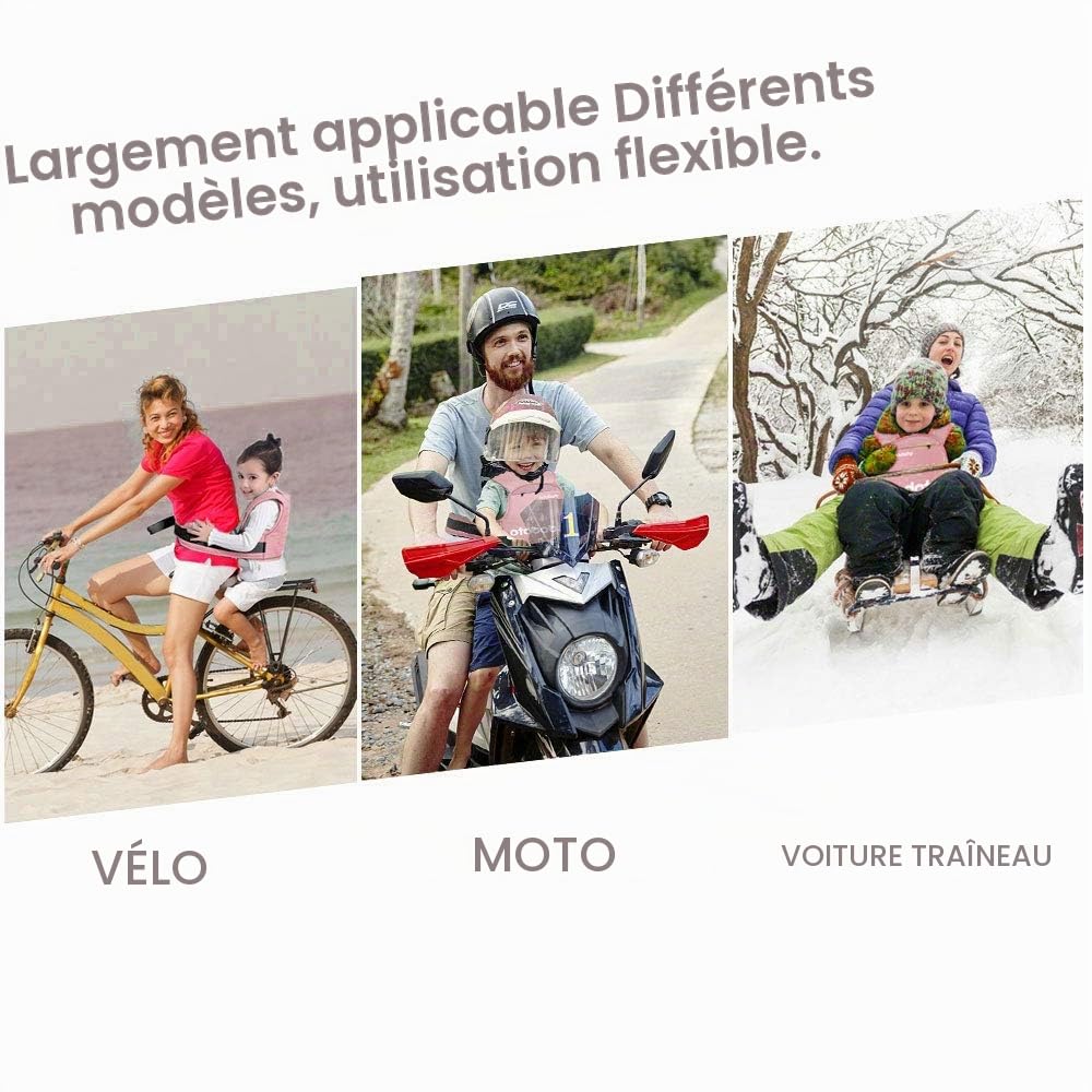 auvstar Ceinture de Sécurité Moto pour Enfants,Réglable Harnais Moto Enfant，Ceinture de Sécurité Enfant Arrière vélo électrique pour Garçons Filles âgés de 1 à 10 Ans,avec Bande Réfléchissante