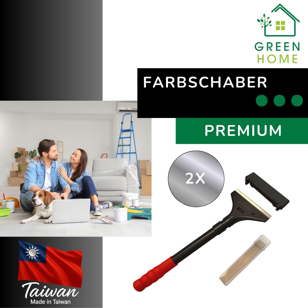 Skrobak do farb PREMIUM 30 cm skrobak do tapet [urządzenie do szybkiej wymiany] – 100 mm w zestawie 5 ostrzy zapasowych [zestaw 2 szt.]