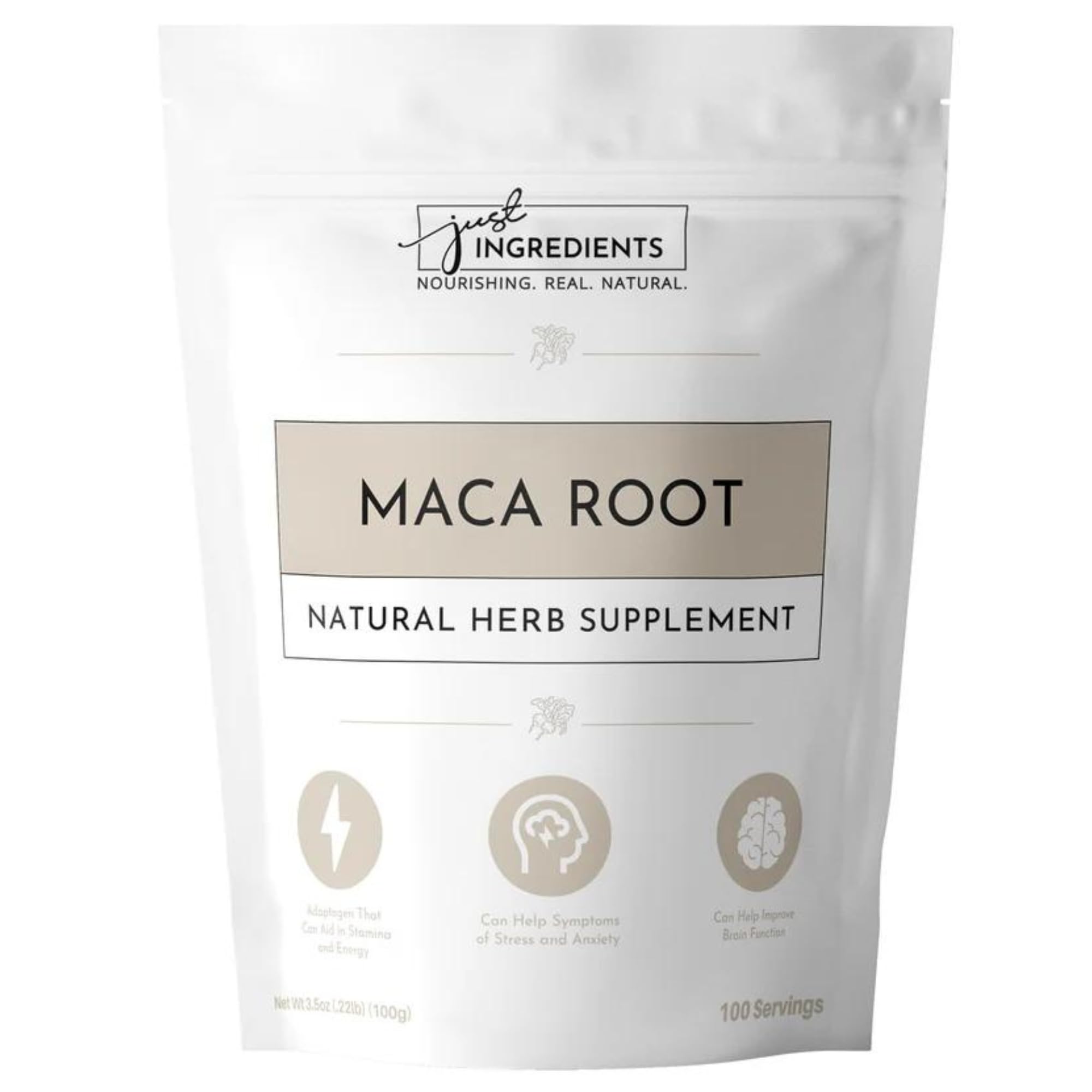 JUST INGREDIENTS Organic Maca Root Powder | 100 Servings | 100% Organic &amp; Vegan Superfood | Supports Natural Wellness and Hormonal Balance | No Artificial Additives