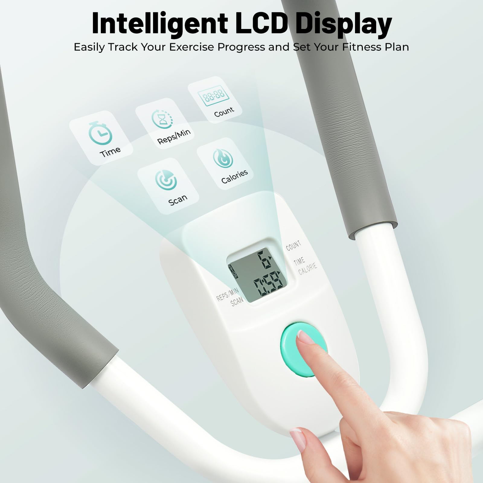 4 in 1 attrezzo multifunzione per l'allenamento addominale per casa, altezza e lunghezza regolabile, display LCD, capacità di carico 120 kg per famiglie, aziende, palestre